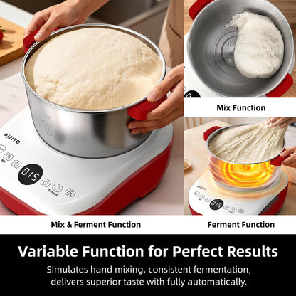 AIZIYO DoughChief, 7.4QT Dough Mixer, Dough Maker with Ferment Function, Bread Maker with 304 Stainless Steel Bowl, Removeable lid, Touch Panel Control, Proofing Box for Pizza & Bread