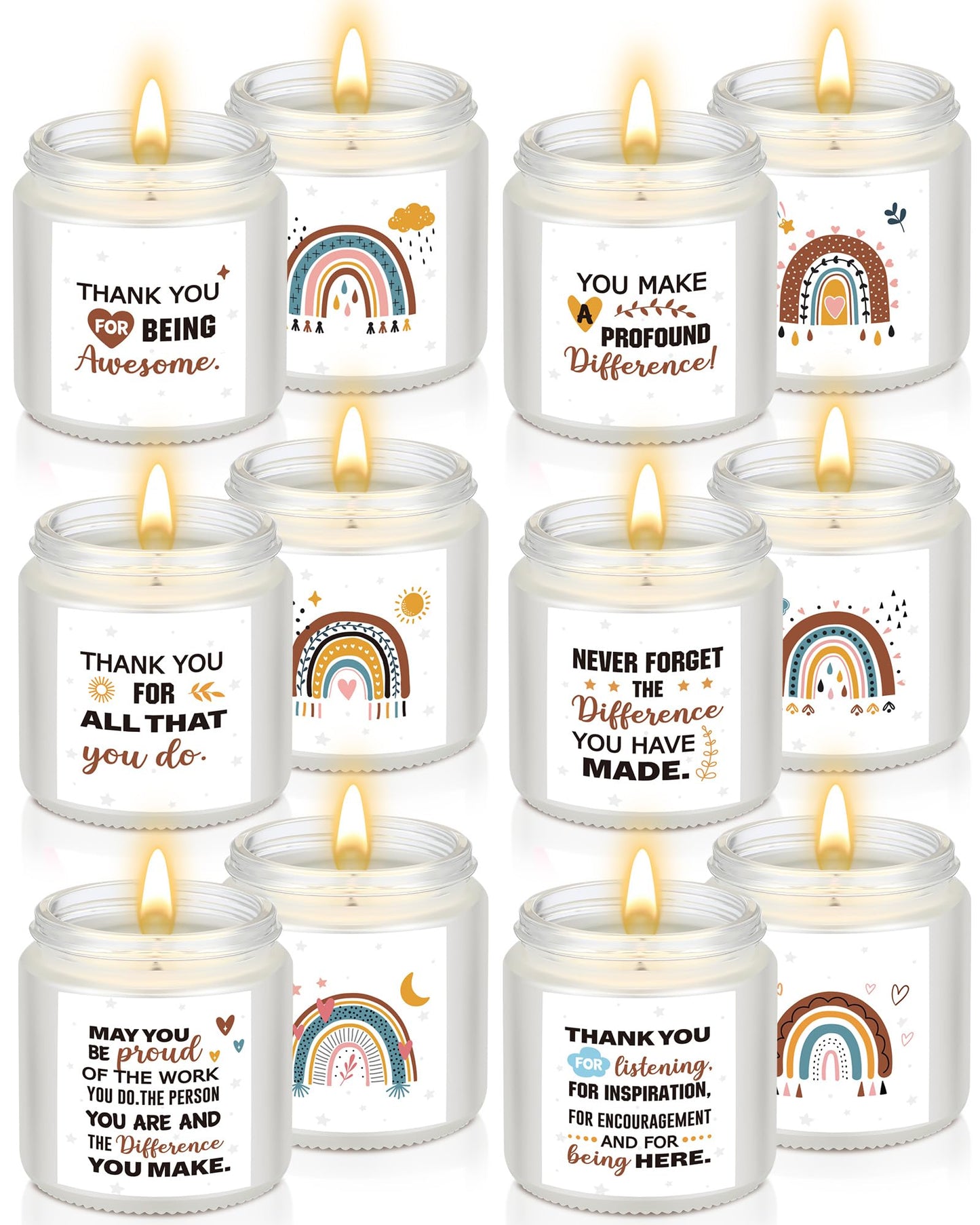 MTLEE 6 Pcs Thank You Candles Bulk 3. 5 oz Boho Employee Appreciation Inspirational Candles Motivational Scented Gifts for Women Coworker Teacher Graduation Birthday Mother Volunteer