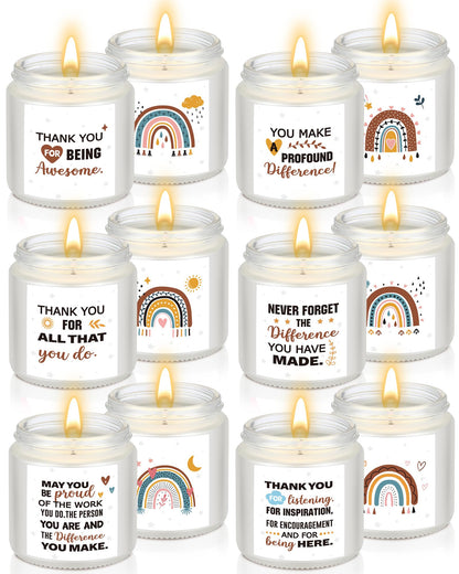 MTLEE 6 Pcs Thank You Candles Bulk 3. 5 oz Boho Employee Appreciation Inspirational Candles Motivational Scented Gifts for Women Coworker Teacher Graduation Birthday Mother Volunteer