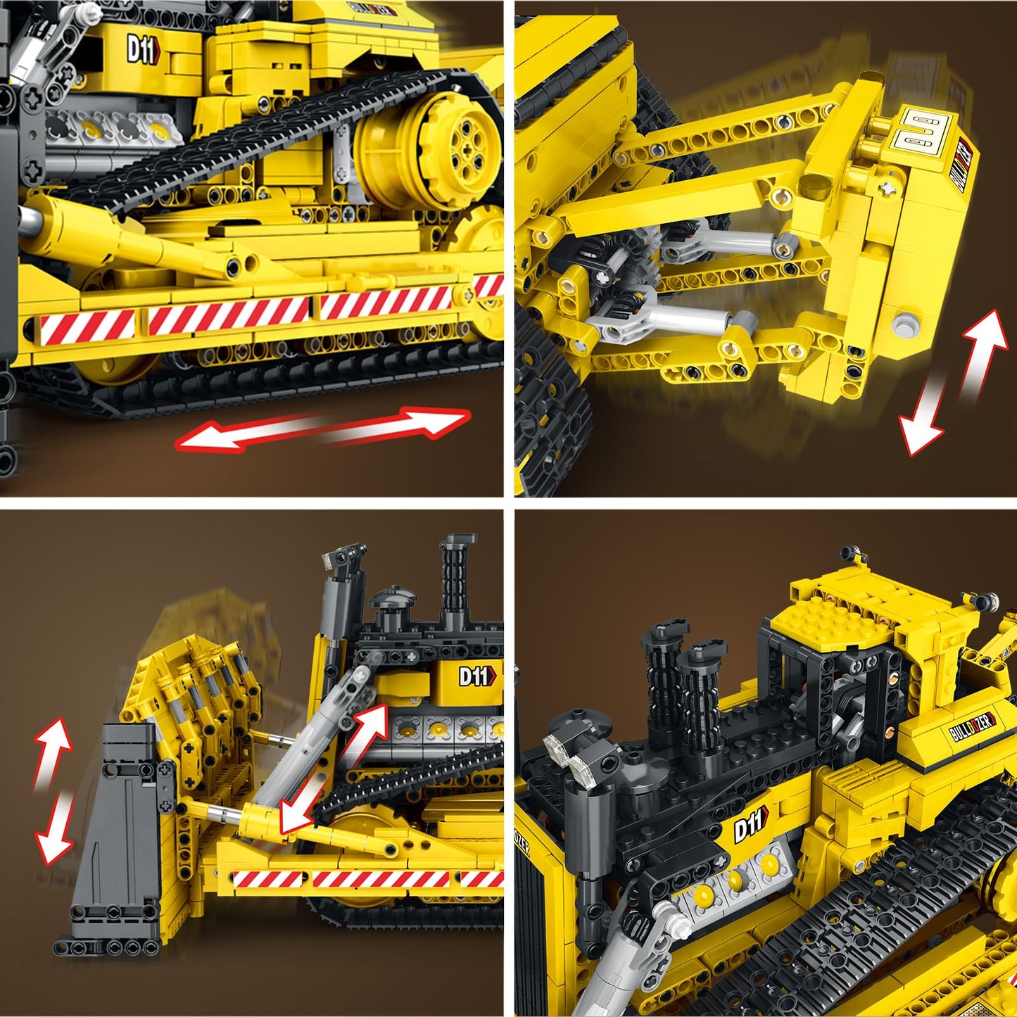 Reobrix D11 Bulldozer Building Set,APP Remote Control Loader RC Bulldozer Construction Toy with 2.4GHz Multi-Player Mode 22001,Tractor Sets for Birthday,1836PCS