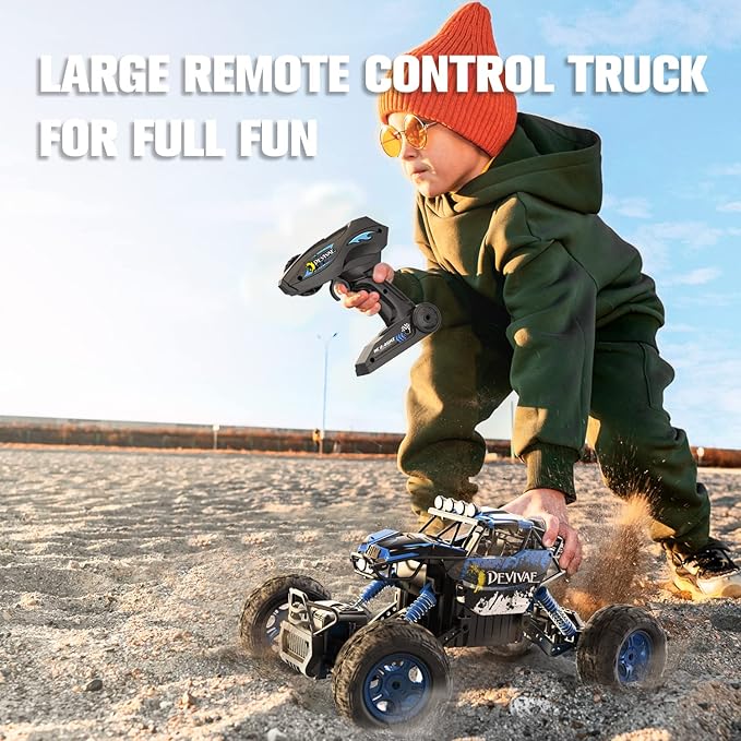 CROBOLL 1:12 Large Remote Control car for Boys Kids with Lifting Function4WD RC Cars Electric Monster Truck Toy Gifts 4X4 Off-Road RC Rock Crawler 2.4GHz RC Truck with 2 Batteries(Blue)