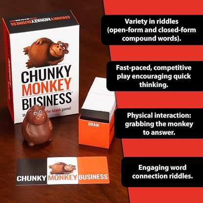 Chunky Monkey Business Funny Fill-in-The-Blank Word Guessing Brain Teaser Party Game for Game Nights Family Fun and Groups Ages 10+