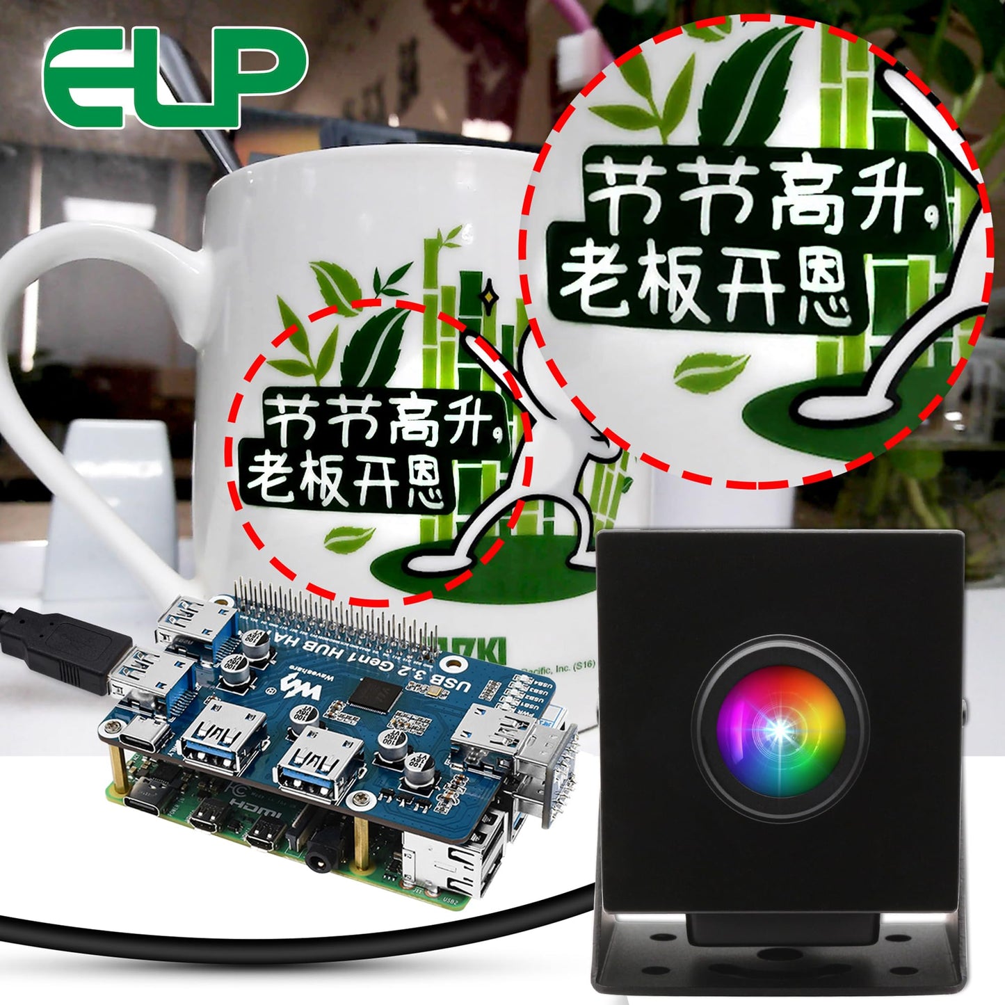 ELP 48MP USB Fisheye Webcam for Computer & Laser Engraver - 6000P USB Security Camera for Raspberry Pi (1.56mm Fisheye Lens, 200)