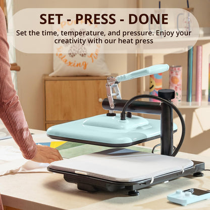 HTVRONT Heat Press Machine for T Shirts - 15x15 Swing Away Shirt Press Machine - Professional Heat Press for Sublimation, Vinyl, Heat Transfer Projects, Heats Up Fast & Distribute Heat Evenly (Blue)