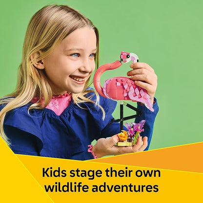 LEGO Creator 3 in 1 Wild Animals: Pink Flamingo Animal Building Toy - Playset with 3 Build Options Pink Flamingo Cockatoo or Axolotl - Learning Toy for Kids Ages 8+ - 31170