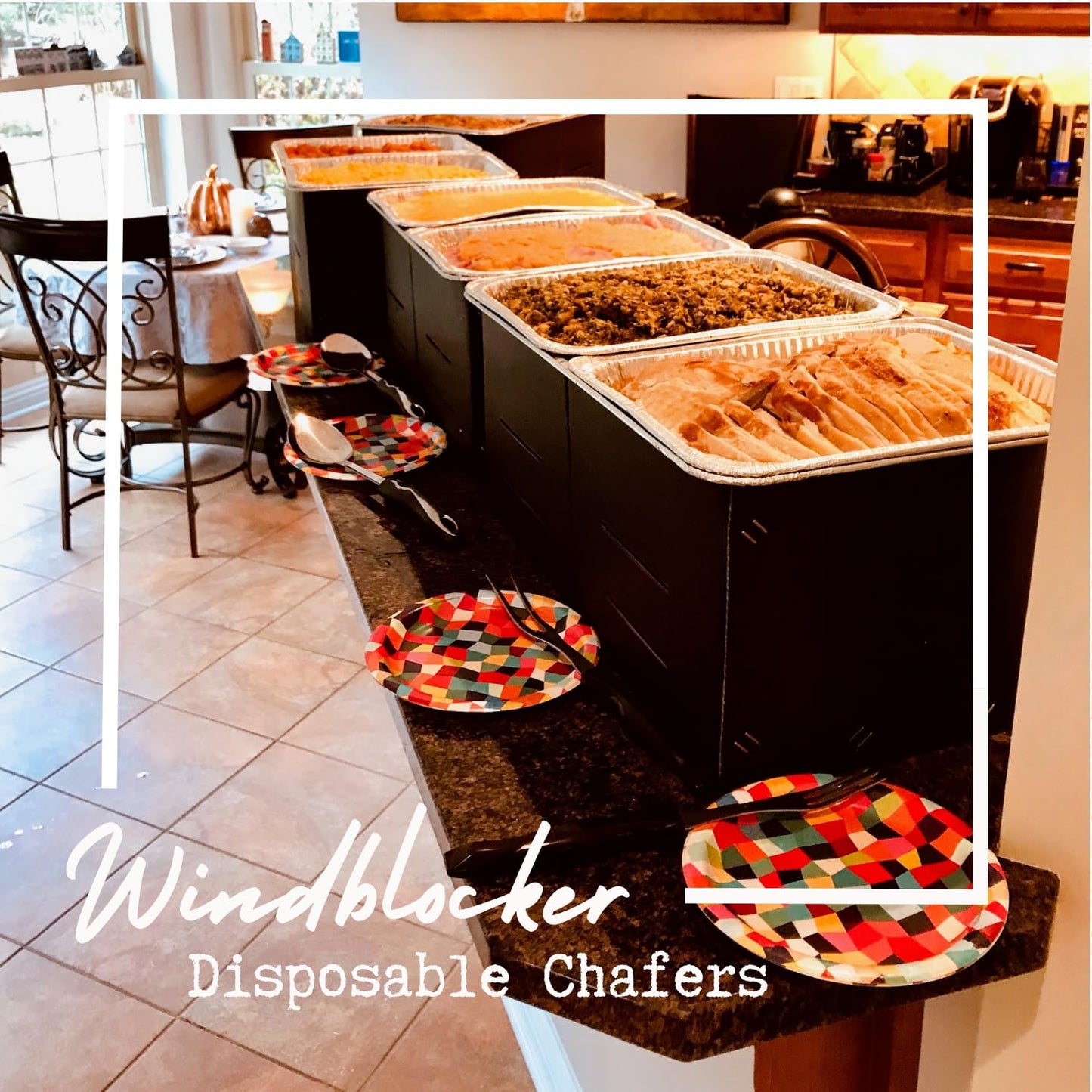WindBlocker Disposable Wind Blocking Stands – Pack of 30 Elegant Buffet Food Warmers for Catering, Outdoor Parties & Events – Keeps Food Hot or Cold Safely