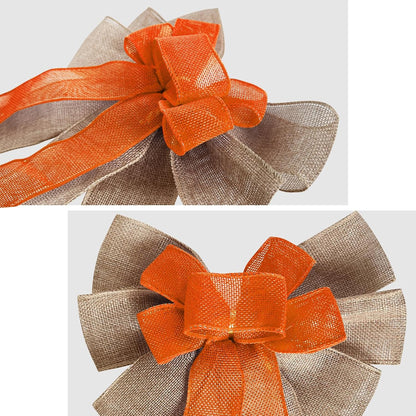 2Pack Burlap Bows by Farmhouse Crafts - Pre-Tied Halloween & Christmas Wreath Ornaments | 15.7” x 8.7”