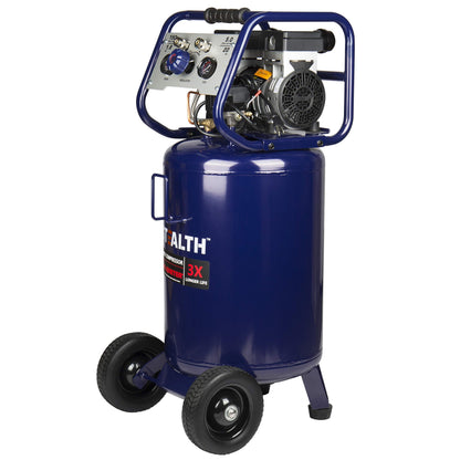 Stealth 20 Gallon Ultra Quiet Air Compressor,1.8 HP Oil-Free Peak 150 PSI 68 Decibel, 5.5 CFM @ 40 PSI 5 CFM @ 90 PSI Silent Long Life Electric Air Compressor W/Wheel for Garage