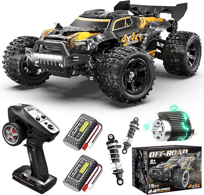 YESHIN 1:18 All Terrain RC Car for Adults 36KM/H High Speed RC Monster Truck 4X4 Waterproof Remote Control Car with Two 7.4V 1500mAh Rechargeable Batteries