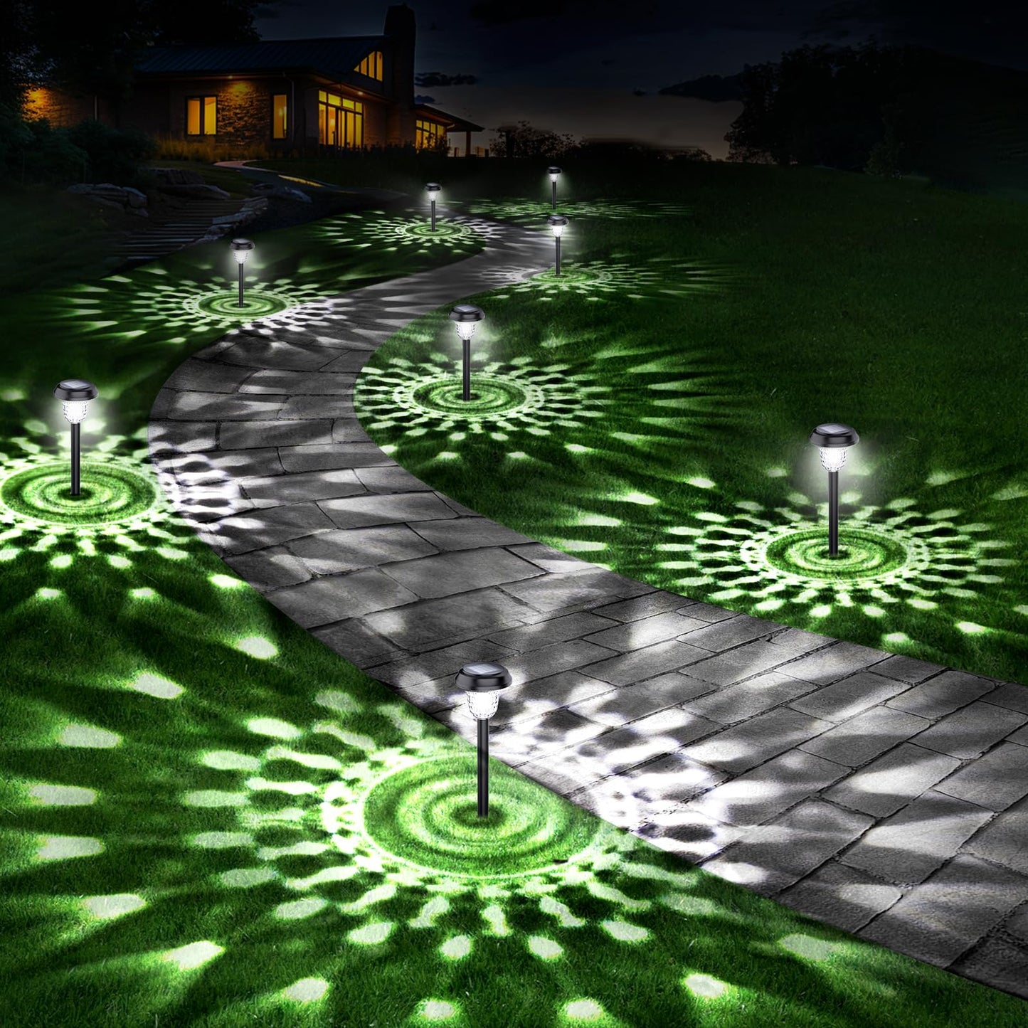 AUVERI 10 Pack Ultra Bright Solar Lights Outdoor Waterproof, from Dusk to Dawn Up to 12H Solar Light for Outside, Auto On/Off Solar Powered Garden Pathway Lights, Landscape Lighting (Cold White)