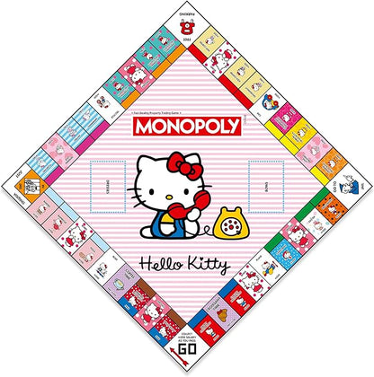 Winning Moves Hello Kitty Monopoly Board Game Ideal for 2-6 Players and A Great Gift for Fans Aged 8 and Up