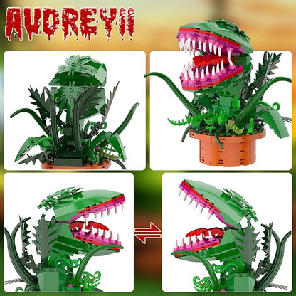 Audrey 2 Piranha Plant Building Toys Sets Little Shop of Horrors Flowers Cannibal with Openable Mouth Building Blocks Gift for TV Fans Halloween Christmas Kids Ages 8+