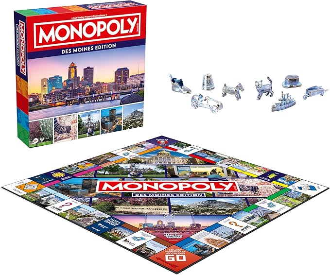 Monopoly Board Game – Des Moines IA Edition: 2-6 Players Family Board Games for Kids and Adults Board Games for Kids 8 and Up Great for Game Night