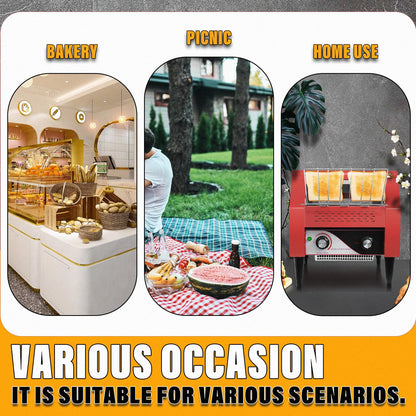 NJTFHU Commercial Conveyor Toaster 300 Slices/Hour Red Conveyor Toaster 3 Modes/7 Speeds Stainless Steel Tabletop Toaster for Toast, Bagels and Other Baked Breads
