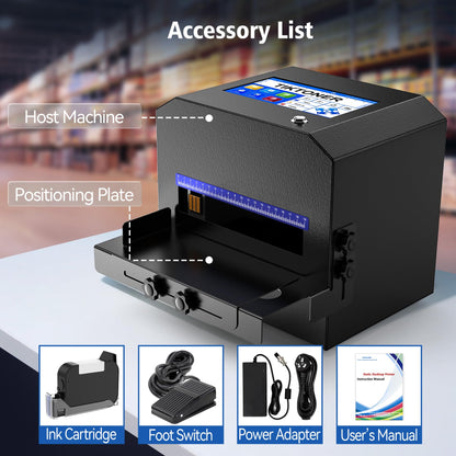 TIKTONER Inkjet Coding Machine with 42ml Fast Dry Ink Cartridge, Date Printing Machine with 7" Touch Screen, Metal Inkjet Coder Print on Various Materials Batch Code Printer for Text Date Lot Number