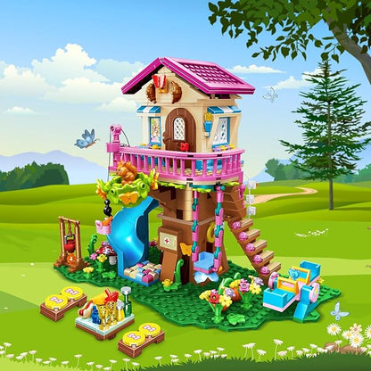 HOGOKIDS Tree House Building Set with LED Light - 622pcs Treehouse Building Blocks Toys Forest Up House Toys with Slide Birthday Easter Gifts for Kids Girls Boys Age 8 9 10 11 12+