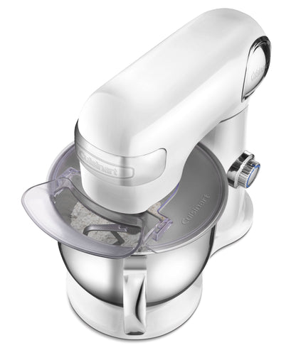 Cuisinart Stand Mixer, 12 Speed, 5.5 Quart Stainless Steel Bowl, Chef’s Whisk, Mixing Paddle, Dough Hook, Splash Guard w/ Pour Spout, White Linen, SM-50NAS, Manual