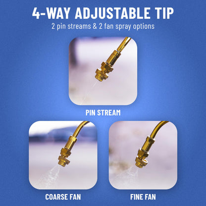 B&G - Primeline 1 Gallon Stainless Sprayer (N124-S-24) - Extenda-Ban Valve - 24" Brass Extension - 4-Way Tip - Durable, Precise, Field Repairable