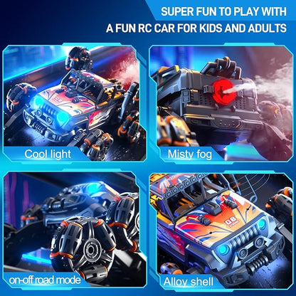 RC Stunt Car Remote Control Monster Truck - 360° Drift Car with Gesture Sensing 45°Hill Climbing Cool LED Lights &amp Music Effects - Top RC Cars Gift for Boys 8-12