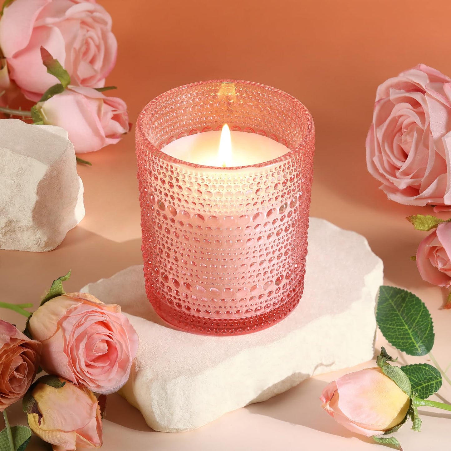 DARJEN Rose Scented Candles for Home- 6.3oz 42H Natural Soy Wax Aromatherapy Jar Candlet, Decorative Aesthetic Candles for Master Bedroom, Date Nights, Self-Care Sunday, Luxury Gift for Women