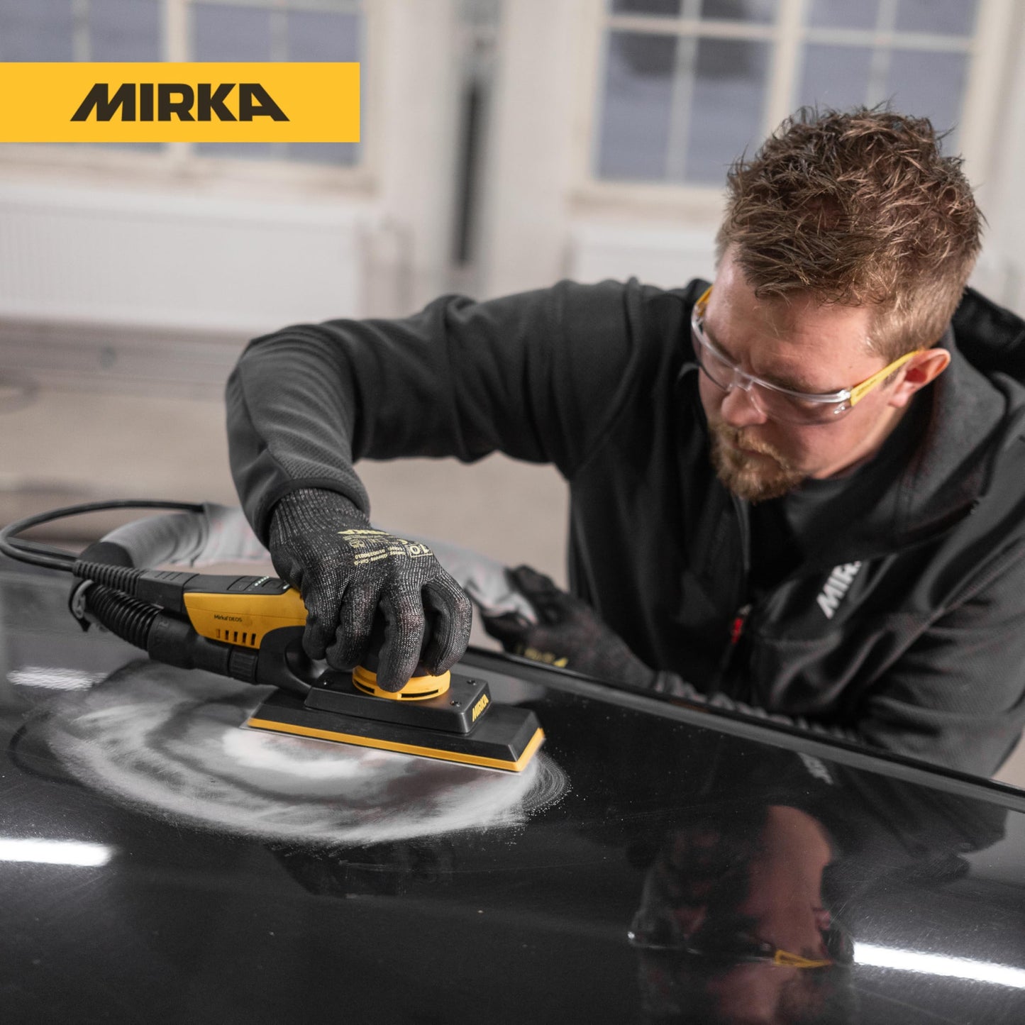 Mirka DEOS II 383X 2.75"x8" Orbital Sheet Sander for Auto Body Repair, Body Filler & Primer, 3.0mm Orbit, Brushless Motor, Low Profile, Variable Speed, Dust-Free Ready, Bluetooth