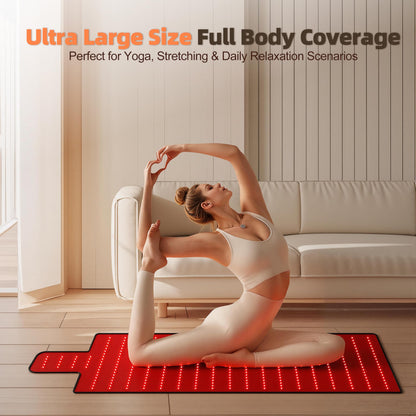 Red Light Therapy Mat for Full Body, High-Density LED Infrared Light with 5 Intensity Levels, 9 Auto-Shutoff Timer Settings, Handheld Controller, Gifts for Athletes, Office Workers, Women, Men