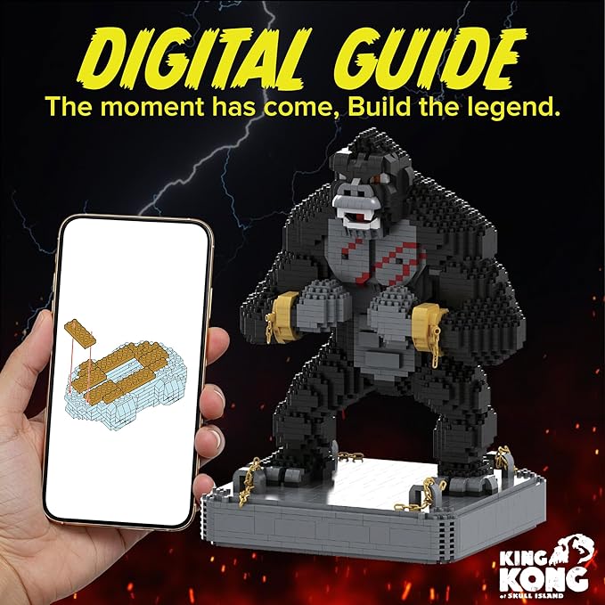 King Kong Building Set (2310 PCS) – Mini Kong Action Figure from Skull Island – Nano Brick Gorilla Construction Kit for Kids 15+ Adults Collectors – Movie Display Toy Gift