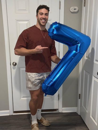 Navy Blue 7 Balloon Number, 40 Inch Nmber Balloons, Blue Party Decorations for 7th Birthday