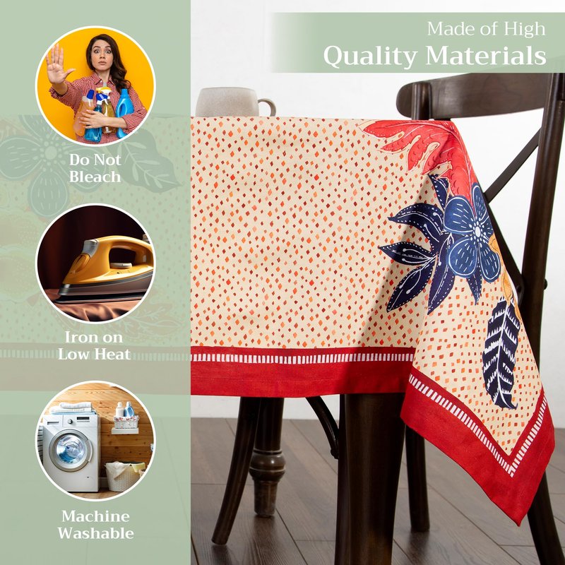 Maison d' Hermine Table Cloth Rectangle Table 100% Cotton 70 x 90 Inches Fall Tablecloth Reusable Everyday Use for Thanksgiving Christmas Decorations Dining Farmhouse Party (Kalahari)