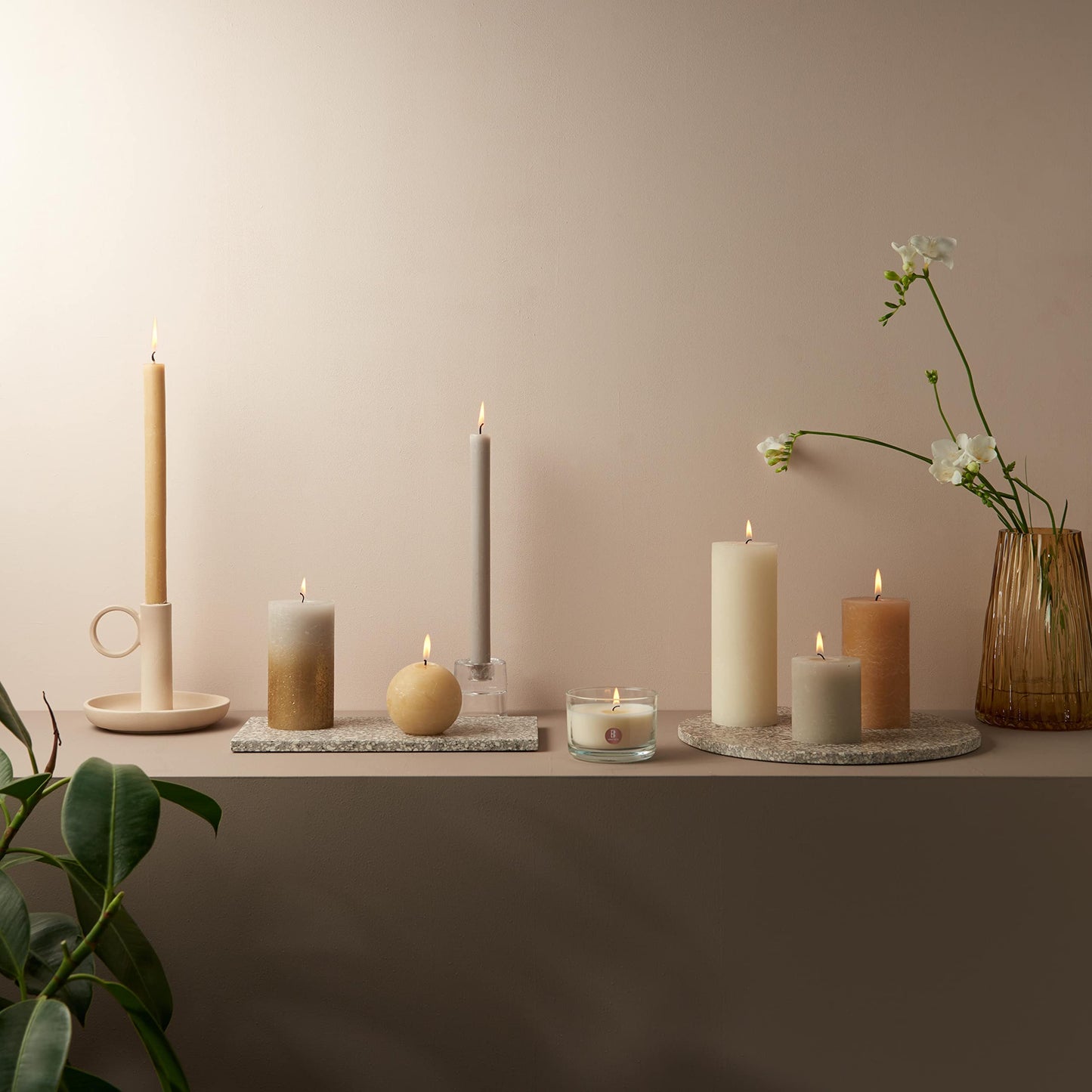 Bolsius Tapered Dinner Pillar Candles - Spice Brown - Pack of 9 - Long Burning Time of 13 Hours - Household Candle - Interior Decoration - Unscented - Natural Vegan Wax - 27 x 2.3 cm