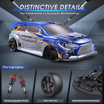 HAIBOXING 2197 RC Drift Cars 1/18 Scale High Speed Performance with Gyro 2.4GHz Remote Control Cars 28 KM/H RTR for Kids and Adults Electric Powered 4WD RC Rally Car with 2 Rechargeable Batteries