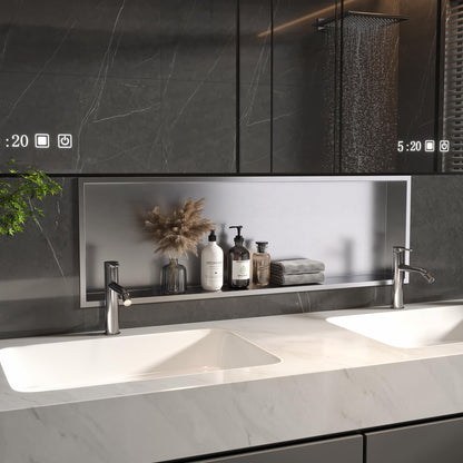 Neodrain Shower Niche, Insert Bathroom Storage Shower Shelf, Stainless Steel Recessed Wall Niche No Tiled Recessed Cabinet Waterproof for Shower Storage(Brushed,36"x12")