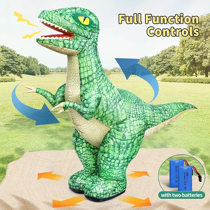 2.4GHZ Remote Control Inflatable Dinosaur Toy for KidsElectric Toy Dinosaur with 360°RotationForward &amp BackwardRechargeable Walking Dinosaur Toy for Boys Kids Age 6-8 8-12 Birthday Gifts