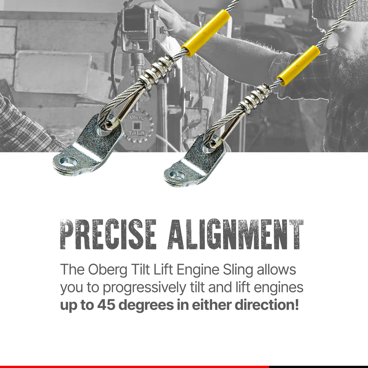 Oberg Tilt Lift Engine Leveler | Original Chainless Hoist Sling for Engine & Transmission Swaps | 1 Ton (2,000 lb) Capacity, 45° Tilt, One-Hand Ratchet Control, 3:1 Safety Factor