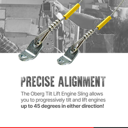 Oberg Tilt Lift Engine Leveler | Original Chainless Hoist Sling for Engine & Transmission Swaps | 1 Ton (2,000 lb) Capacity, 45° Tilt, One-Hand Ratchet Control, 3:1 Safety Factor