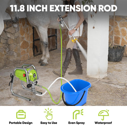 1200W Airless Paint Sprayer, 3300PSI High Efficiency Paint Sprayer Gun, Thinning-Free, with Extension Rod, Stand Airless Sprayer for Home Interior & House Exterior, Green