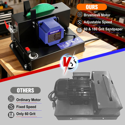 SporGain Lawn Mower Blade Sharpener, Brushless Motor 3000RPM Blade Grinder with Lifetime Motor Warranty, 7" Ceramic Wheel with 20 Sanding Discs for High Lift, Low Lift, Gator & Flat Blades