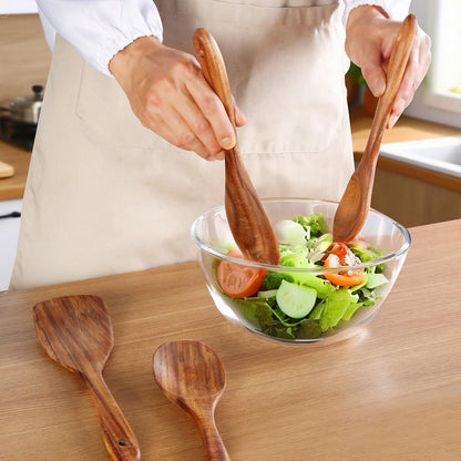 6 Pack Wooden Spoons For cooking – Heat-Resistant Wood Spatula with Comfort Grip, Lightweight Kitchen Cooking Utensils set, wood Spoon utensil Set Perfect for Non-Stick Cookware