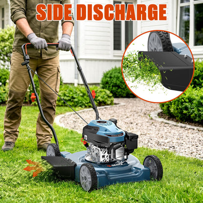SENIX 20" Gas Lawn Mower, 144 cc Gas Powered Lawnmower, 4-Cycle Engine Walk-Behind Push Lawn Mowers, 3 Cutting Height, Lightweight,for Garden Yard