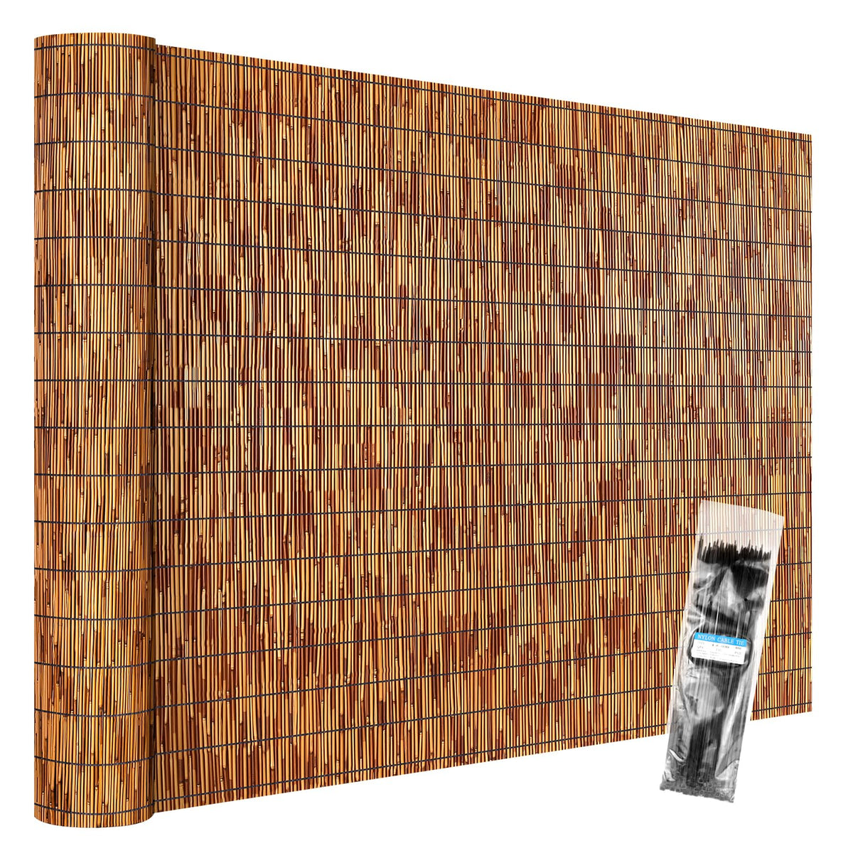 Natural Reed Fencing Rolls,6FT X 16.4FT Reed Screen Curtain Bamboo Fence Covering Privacy for Outdoor Backyard Patio Garden Decorative Fence (Brown)