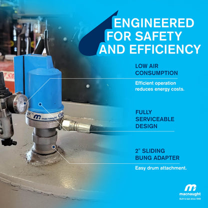Macnaught Ratio 5:1 Air Operated Pneumatic Oil Transfer Pump. Engine and gear oils up to SAE140, auto trans, hydraulic fluid and anti-freeze/anti-boil (NOT for Gasoline or Diesel)