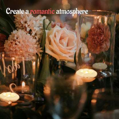 12PACK Flameless LED Floating Candles, 3'' Battery Operated Plastic Flickering Waterproof Tealights for Cylinder Vases, Centerpieces at Wedding, Party, Pool, Holiday (Warm White)