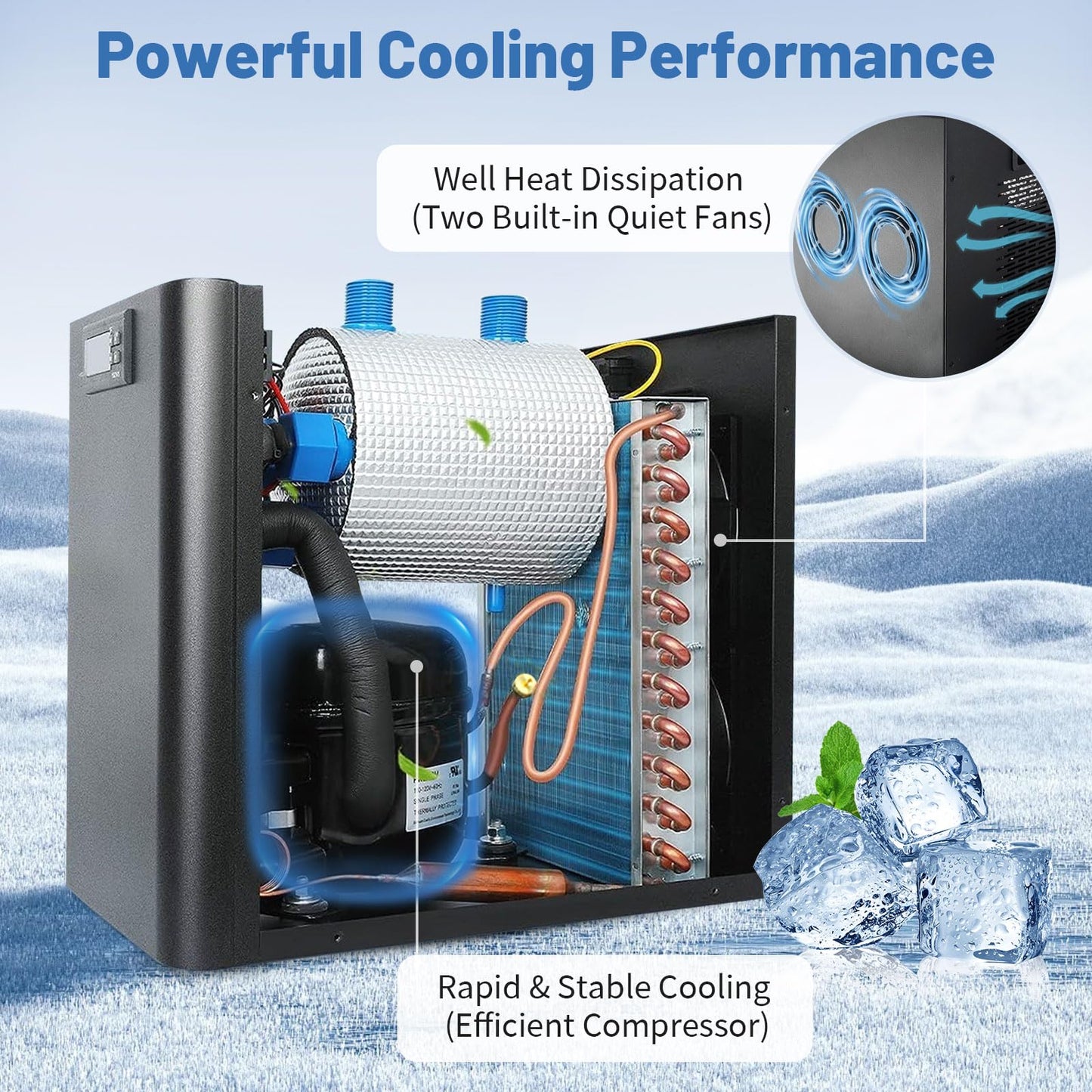 Dialorys 79 Gallon 1/3HP Aquarium Chiller - Energy Efficient Fish Tank Water Chiller for Axolotl, Freshwater & Saltwater Tanks, Quiet & Durable, Model AL-300