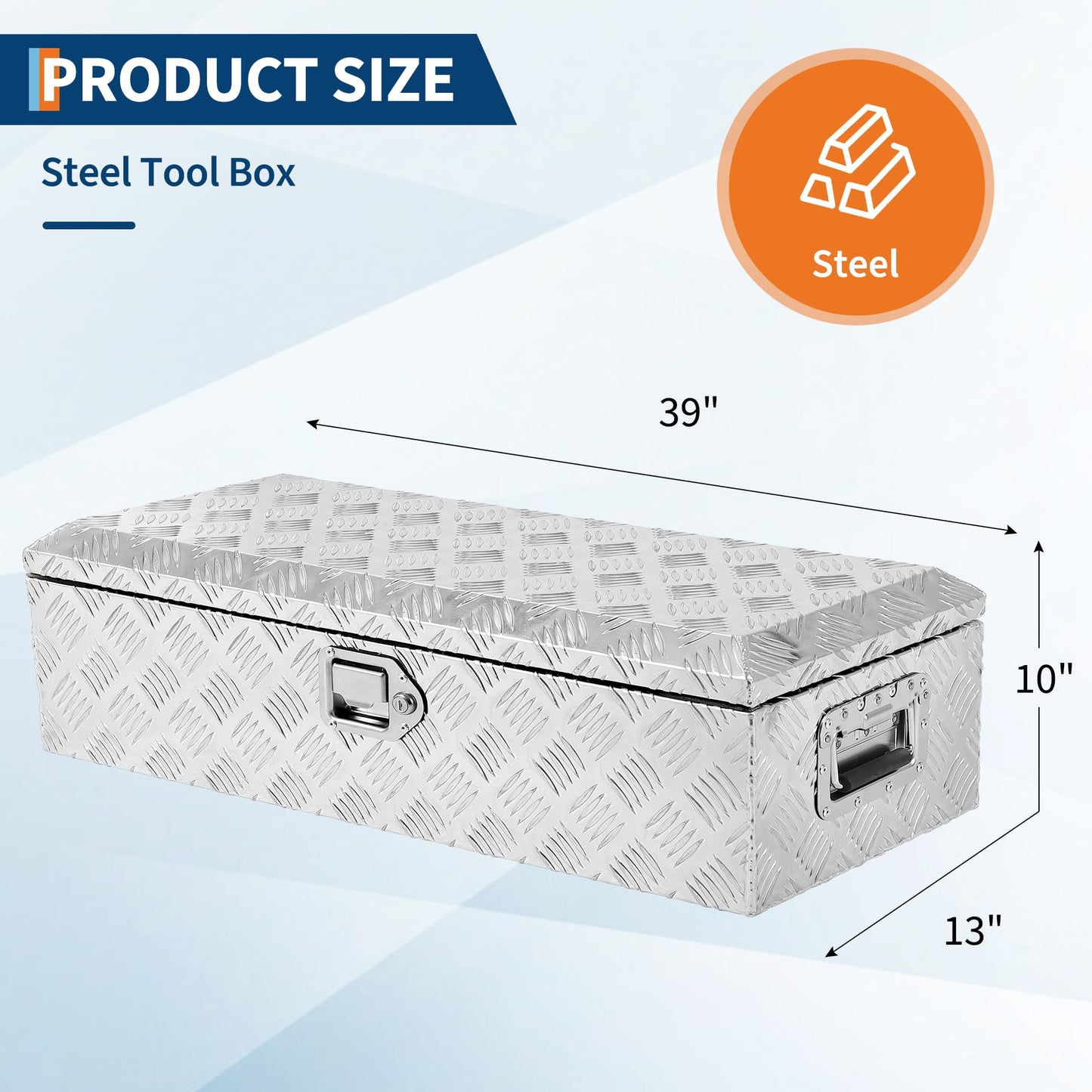 39 Inch Truck Tool Box Aluminum Heavy Duty Trailer Tool Box for Pickup Truck Bed, RV Toolbox