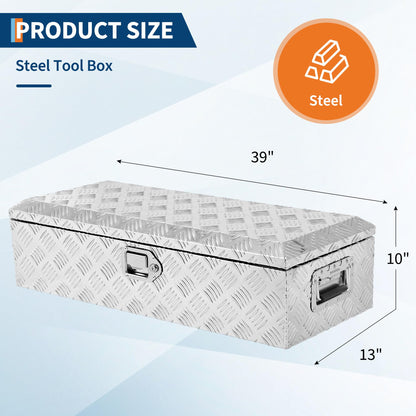 39 Inch Truck Tool Box Aluminum Heavy Duty Trailer Tool Box for Pickup Truck Bed, RV Toolbox