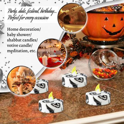 FCMSHAMD Halloween Bat Flameless Tealights Candles with 10-Key Remote Timer Battery Operated, 2.2 Inch Flickering LED Tea Lights Candles for Home Decoration,12 Pack