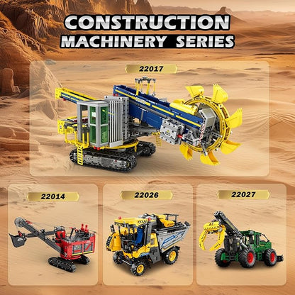 Reobrix Bucket Wheel Excavator Building Blocks Set 22017 Remote Control Construction Vehicle Model Kit for Adult RC Technic Engineering Car Toys Gifts for Boys and Girls 14+ (3970 PCS)