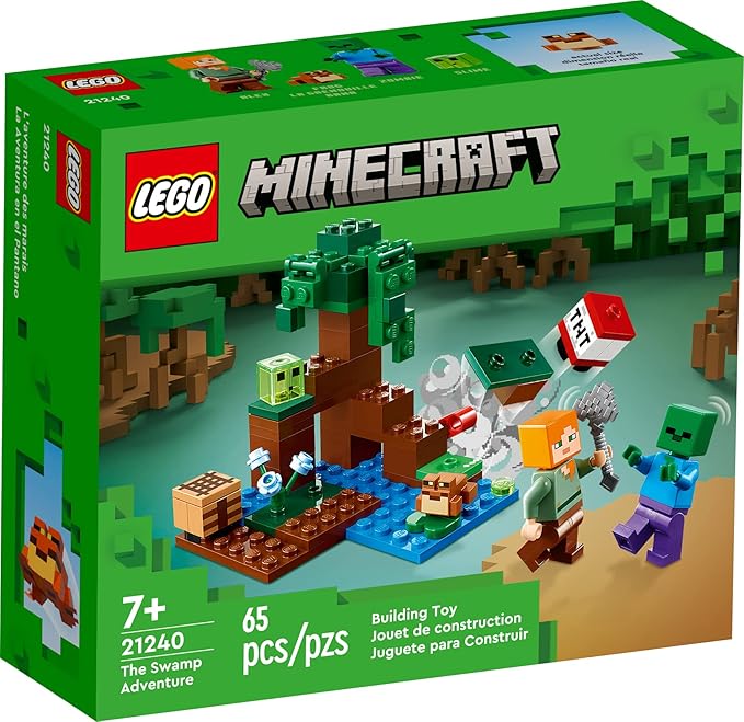 LEGO Minecraft The Swamp Adventure 21240 Building Game Construction Toy with Alex and Zombie Figures in Biome Birthday Gift Idea for Kids Ages 8+