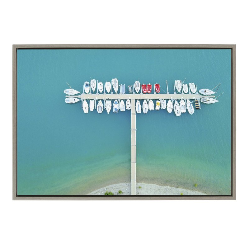 Kate and Laurel Sylvie Gorges du Verdon 2 Framed Canvas Wall Art by Rachel Dowd, 23x33 Gray, Coastal Aerial Beach Photography for Wall