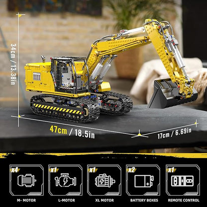 Mould King 13112 Upgraded RC Excavator Building Sets 2169+ Pieces Building Model Kits App Remote Control Construction Truck Excavator Science Kits with Motor STEM Engineering Toys for Teens Adults